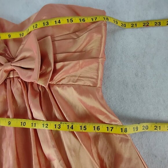 Pretty Maids Mango Color Shimmer Strapless Midi Formal Dress Size 14 (NWT) - Picture 8 of 9